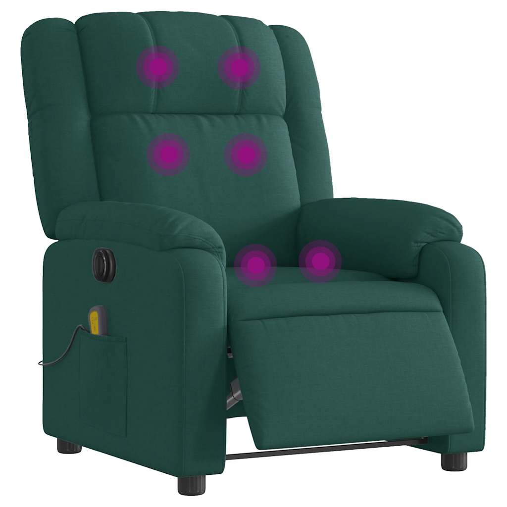 Fauteuil de massage inclinable électrique Vert foncé Tissu - XIOS