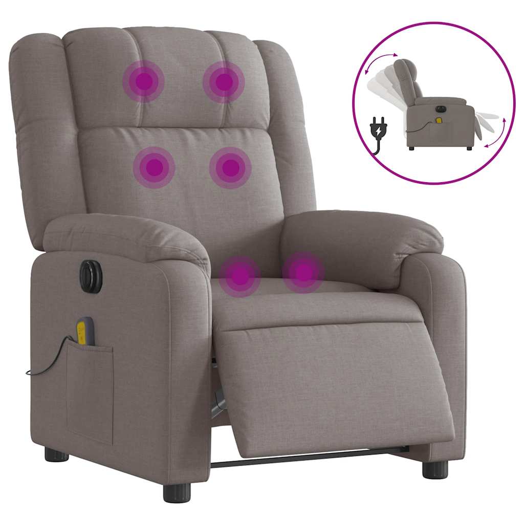 Fauteuil de massage inclinable électrique Taupe Tissu - XIOS