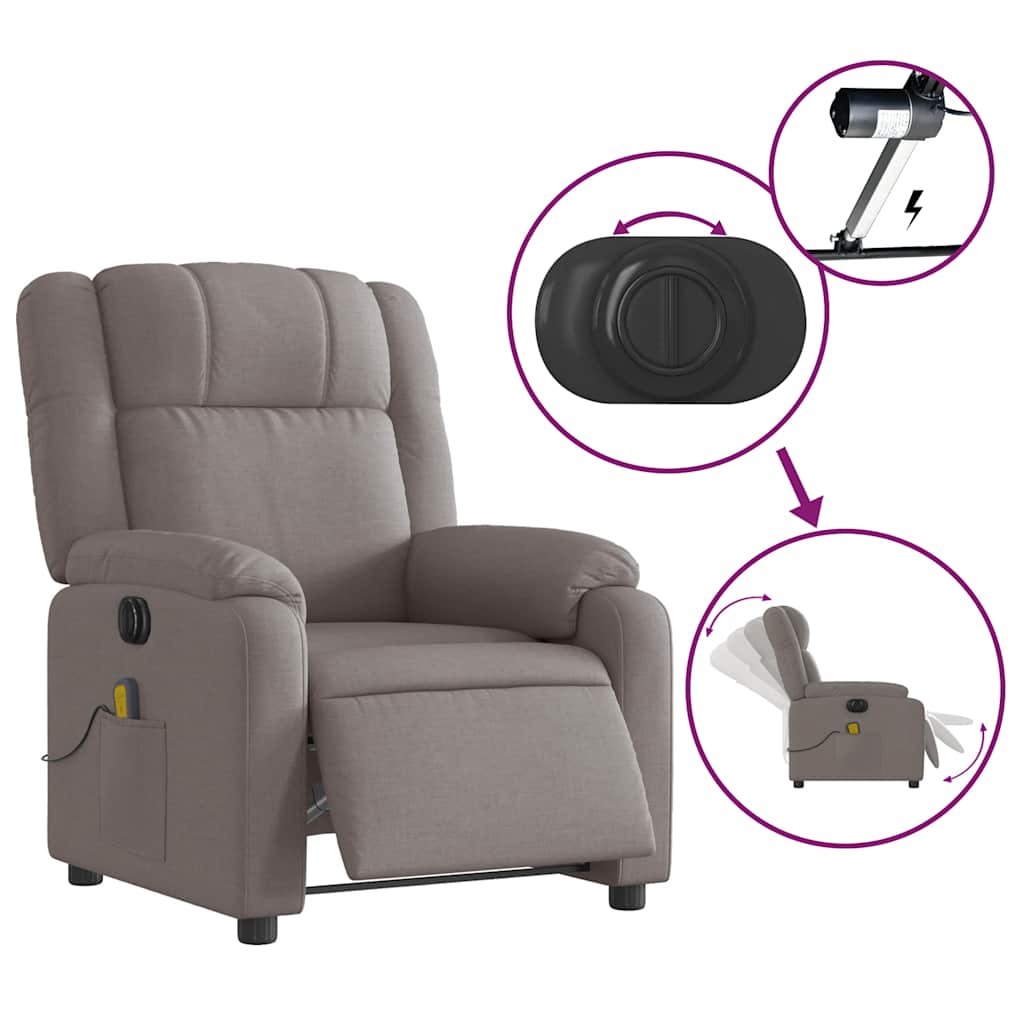 Fauteuil de massage inclinable électrique Taupe Tissu - XIOS