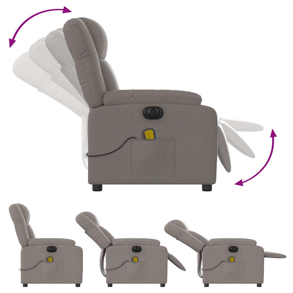 Fauteuil de massage inclinable électrique Taupe Tissu - XIOS