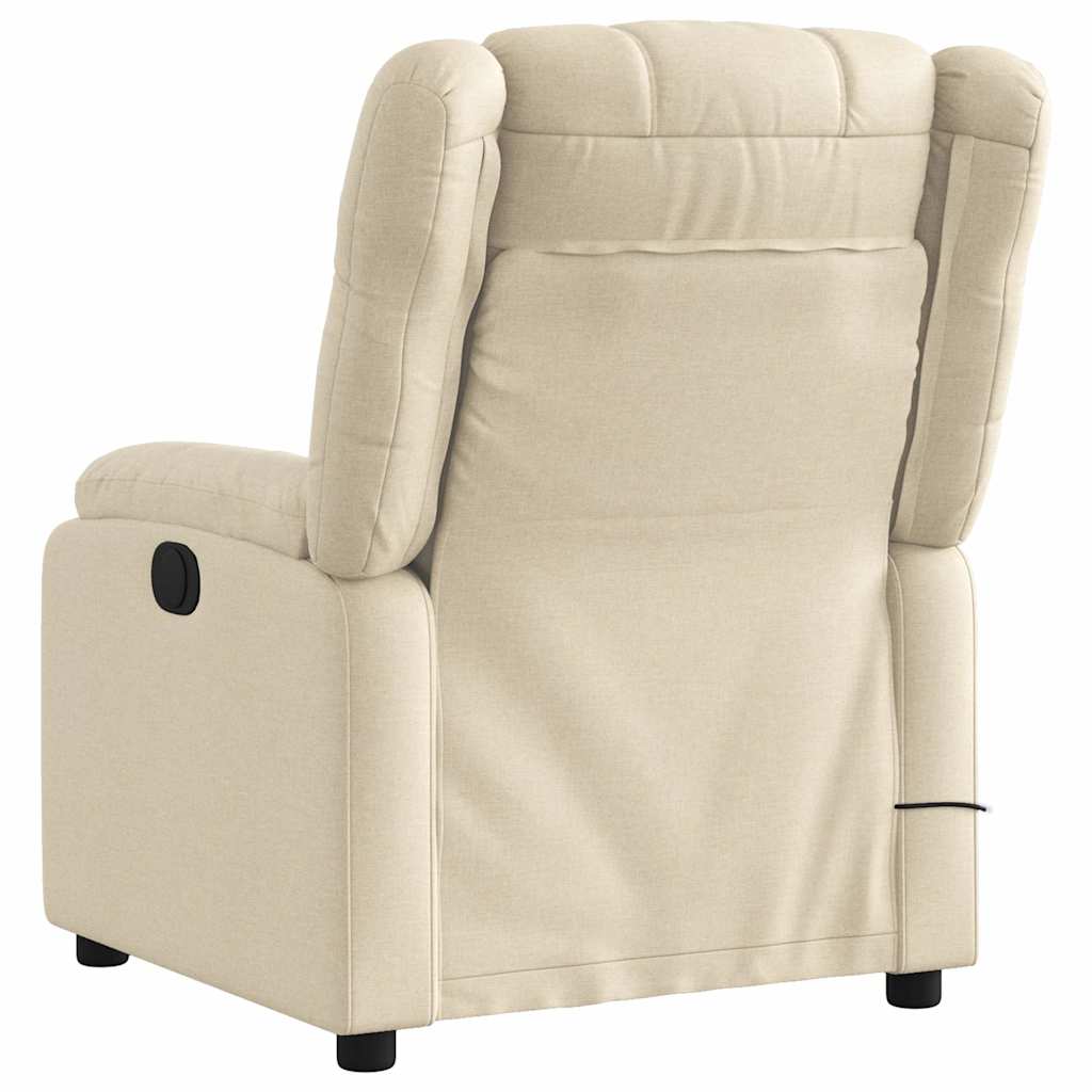 Fauteuil inclinable de massage électrique crème tissu