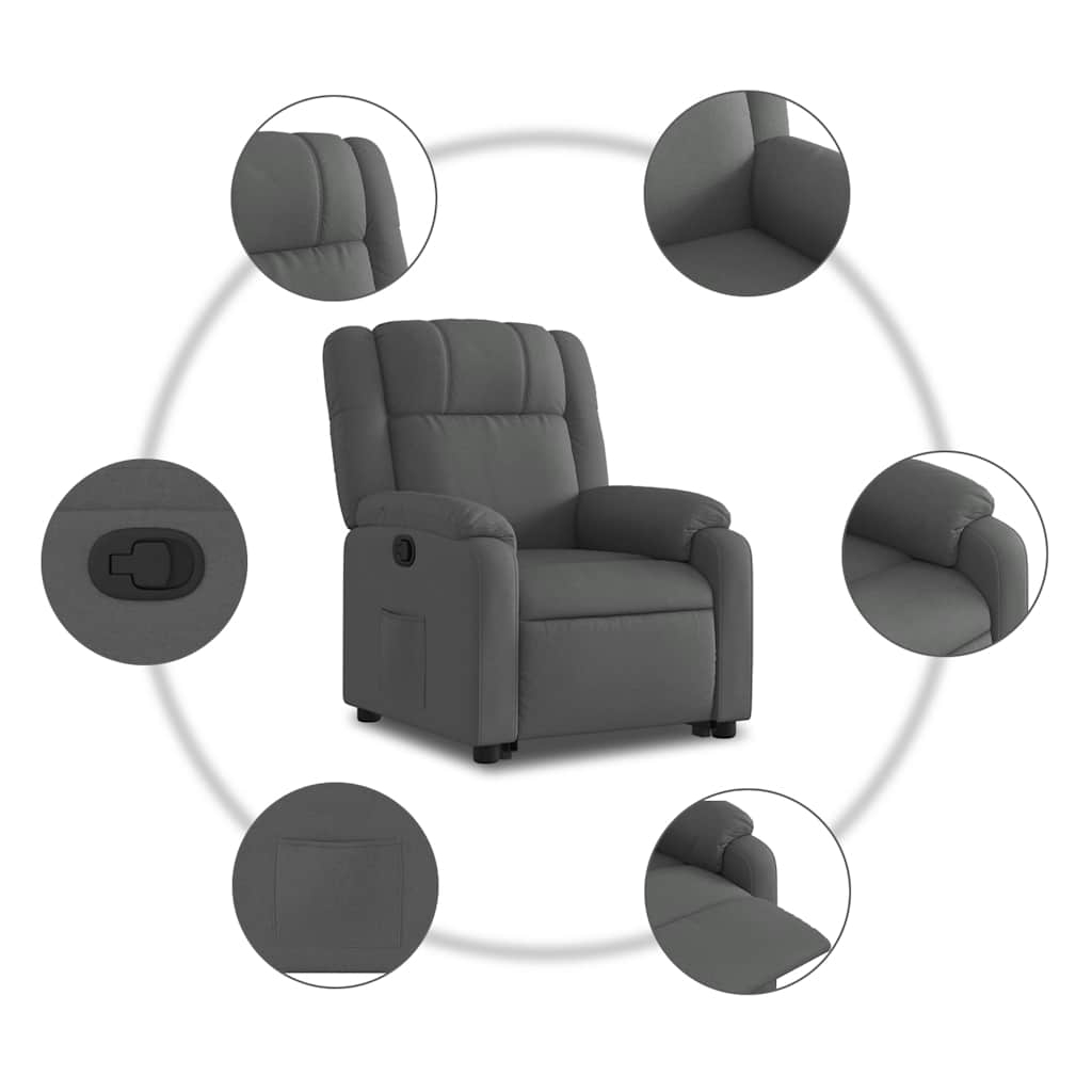 Fauteuil inclinable Gris foncé Tissu - XIOS