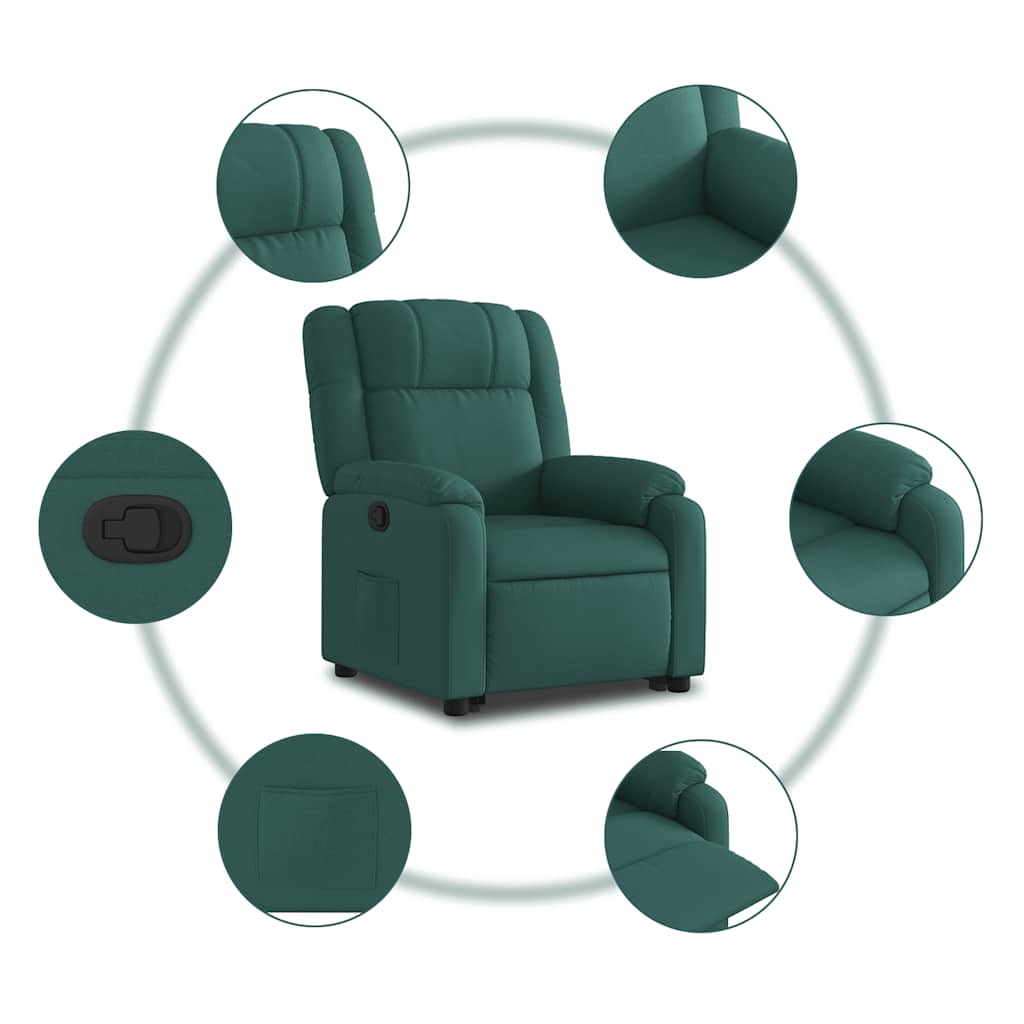Fauteuil inclinable vert foncé tissu - XIOS