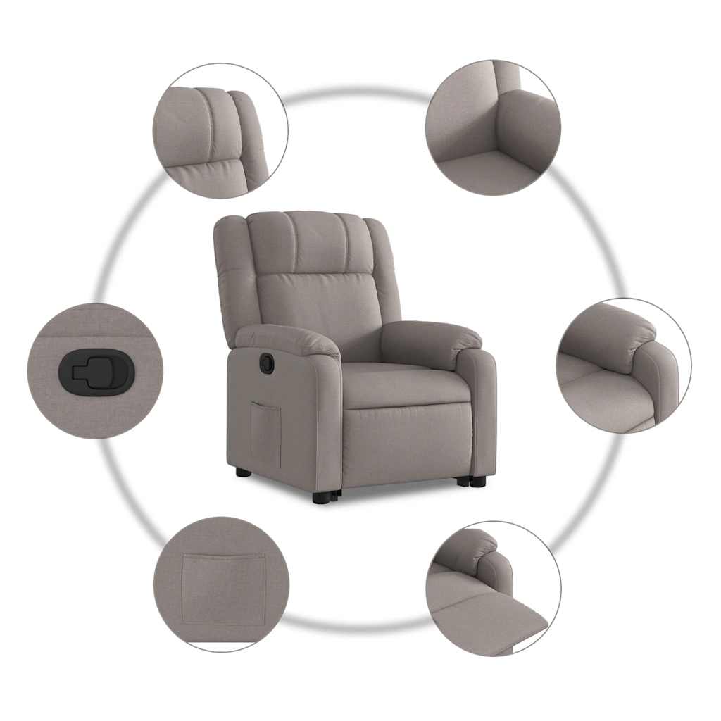 Fauteuil inclinable taupe tissu - XIOS
