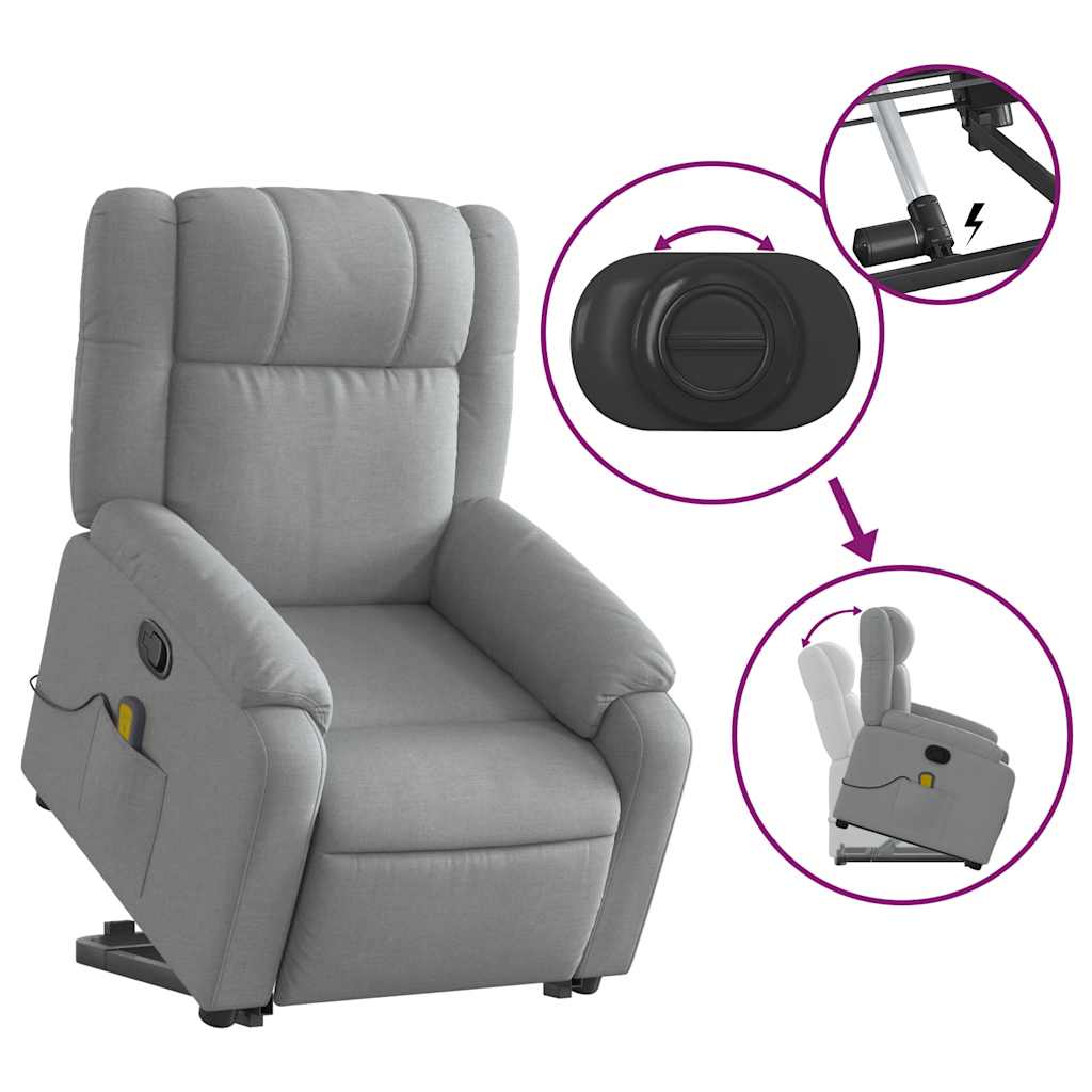 Fauteuil de massage inclinable Gris clair Tissu - XIOS