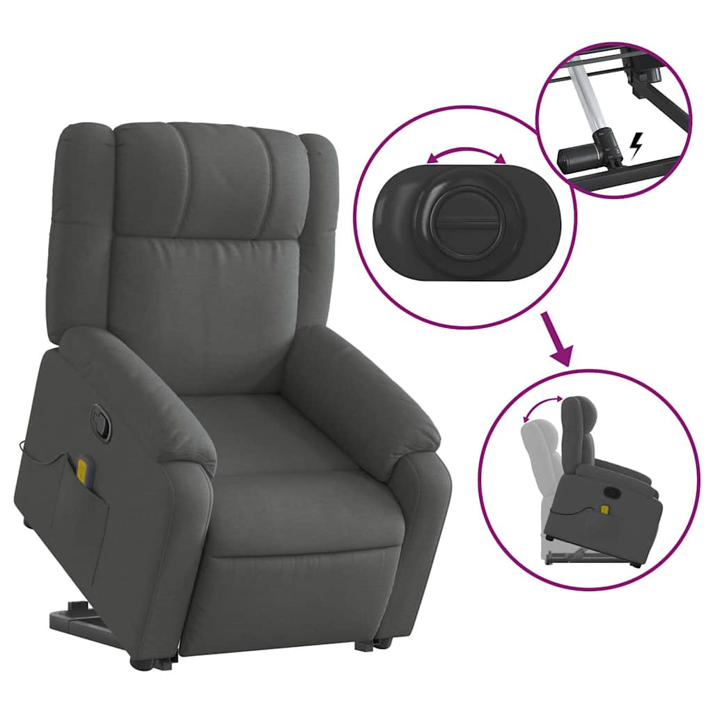 Fauteuil de massage inclinable Gris foncé Tissu - XIOS