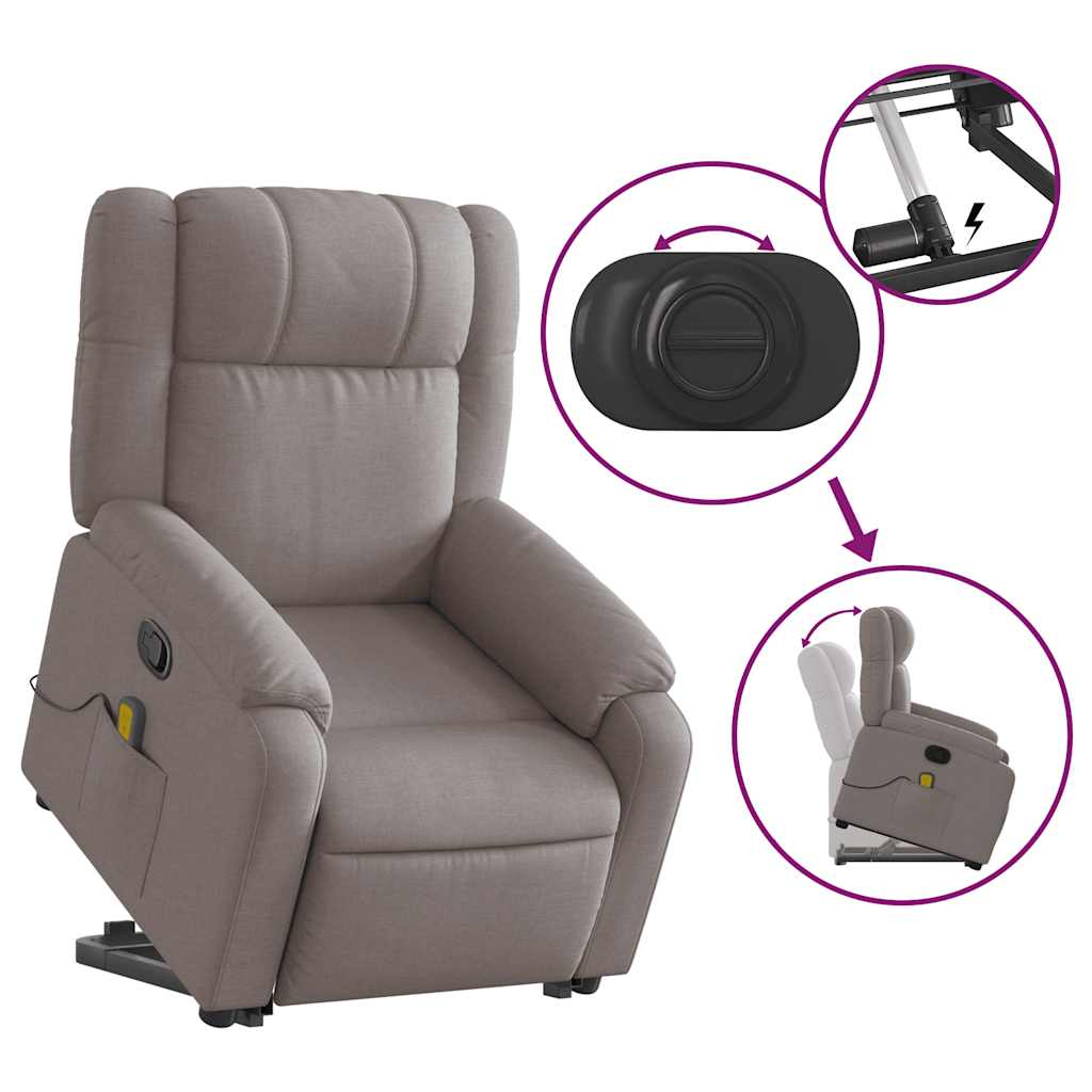 Fauteuil inclinable de massage Taupe Tissu