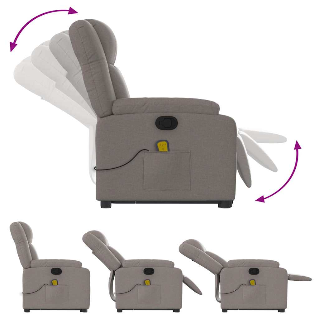 Fauteuil inclinable de massage Taupe Tissu