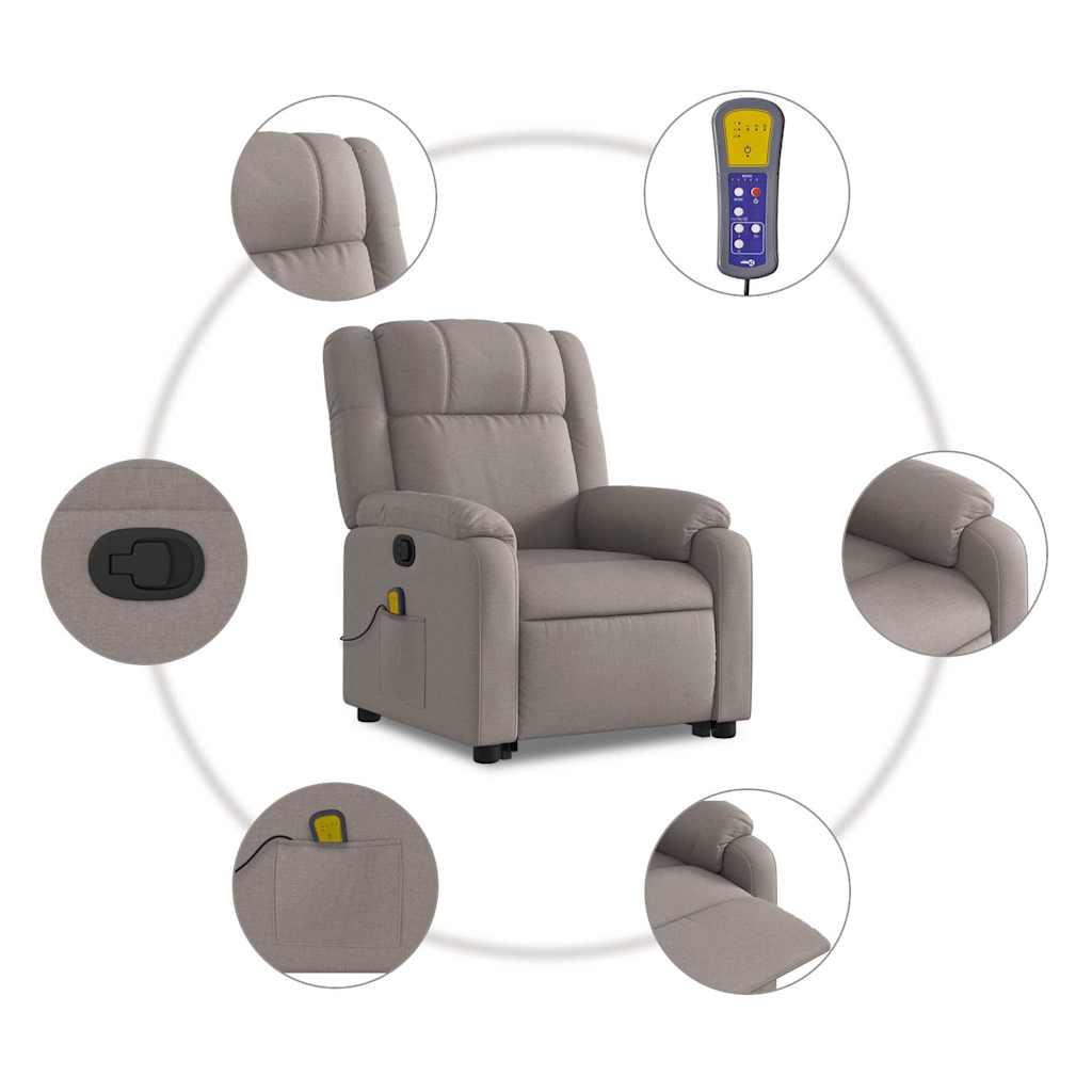 Fauteuil inclinable de massage Taupe Tissu