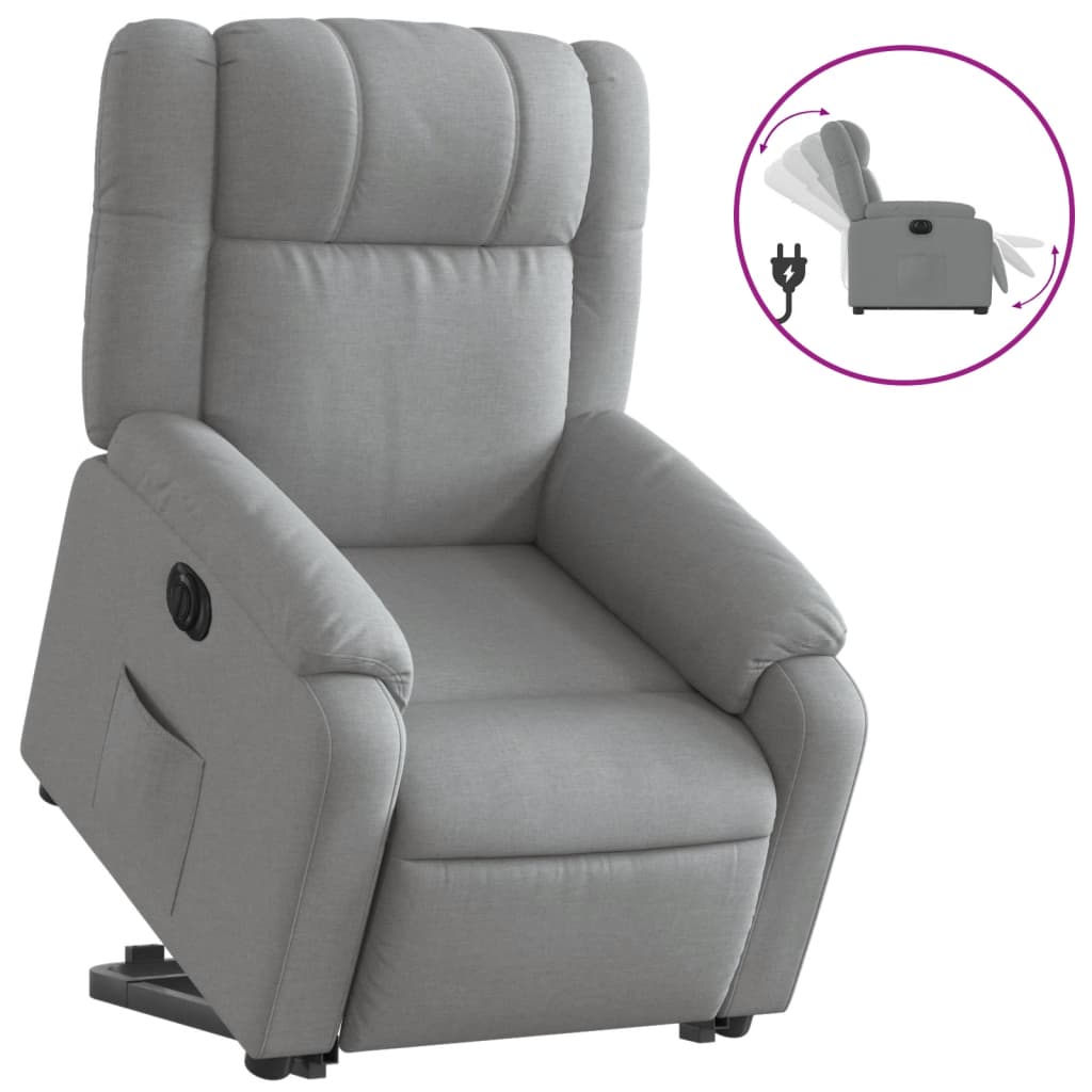 Fauteuil inclinable électrique gris clair tissu - XIOS