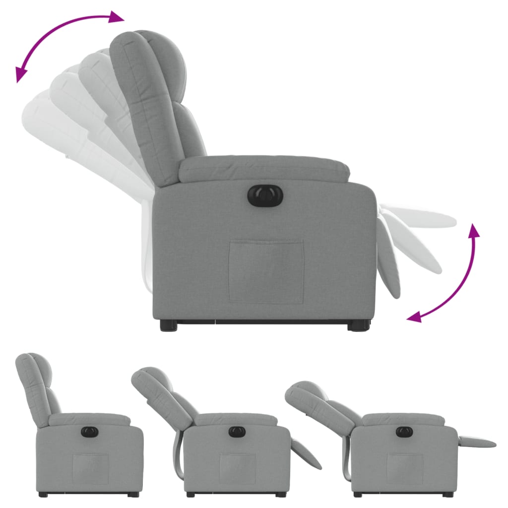 Fauteuil inclinable électrique gris clair tissu - XIOS