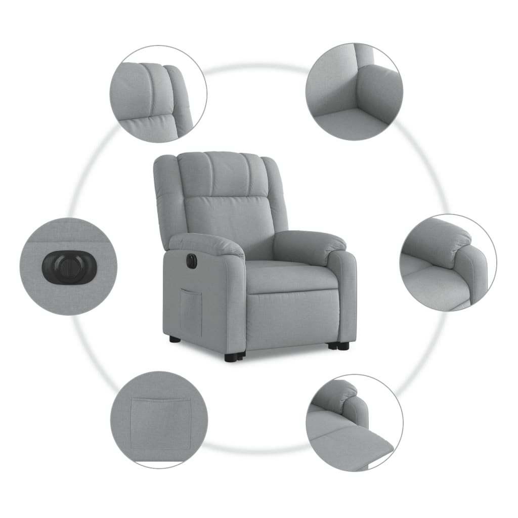 Fauteuil inclinable électrique gris clair tissu - XIOS