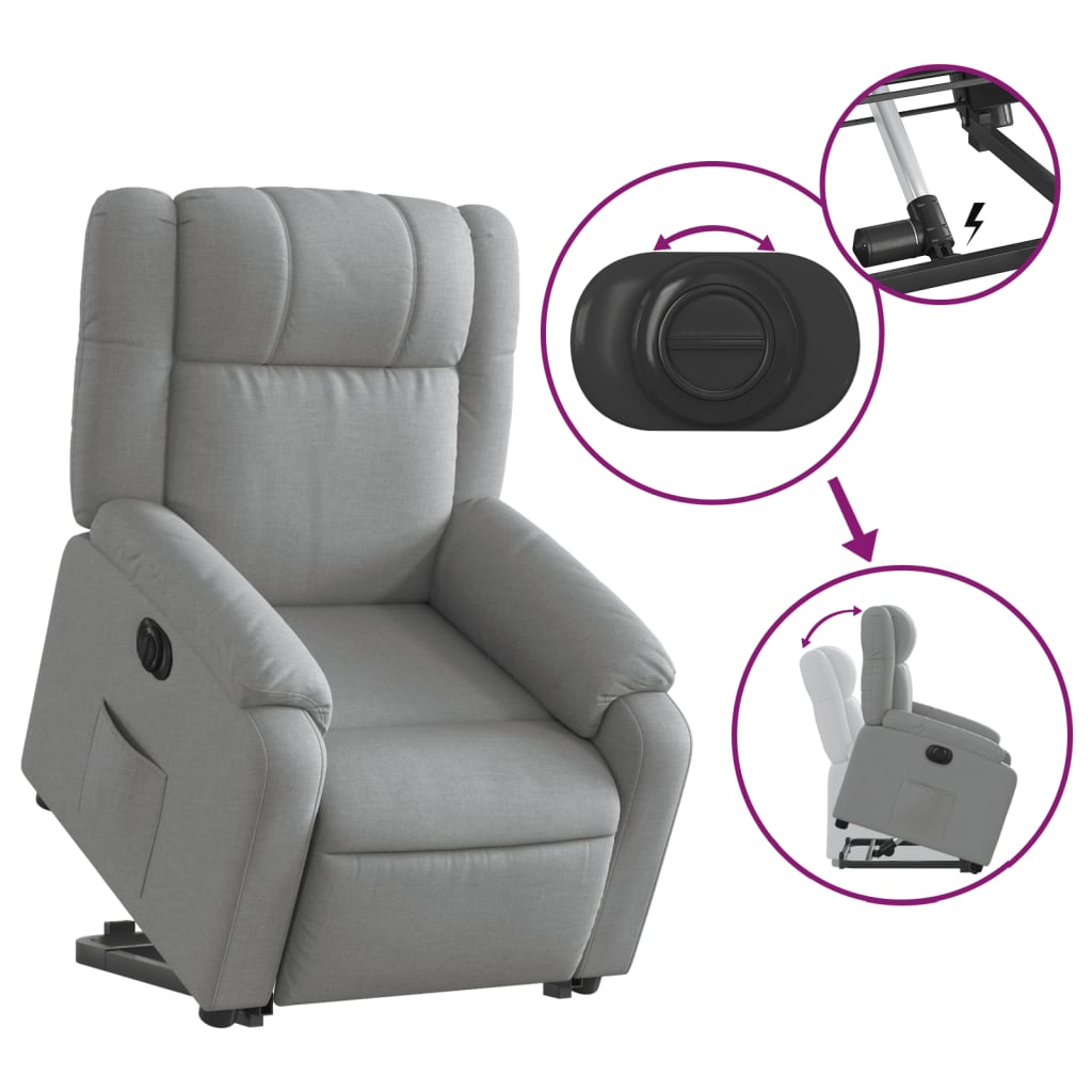 Fauteuil inclinable électrique gris clair tissu - XIOS