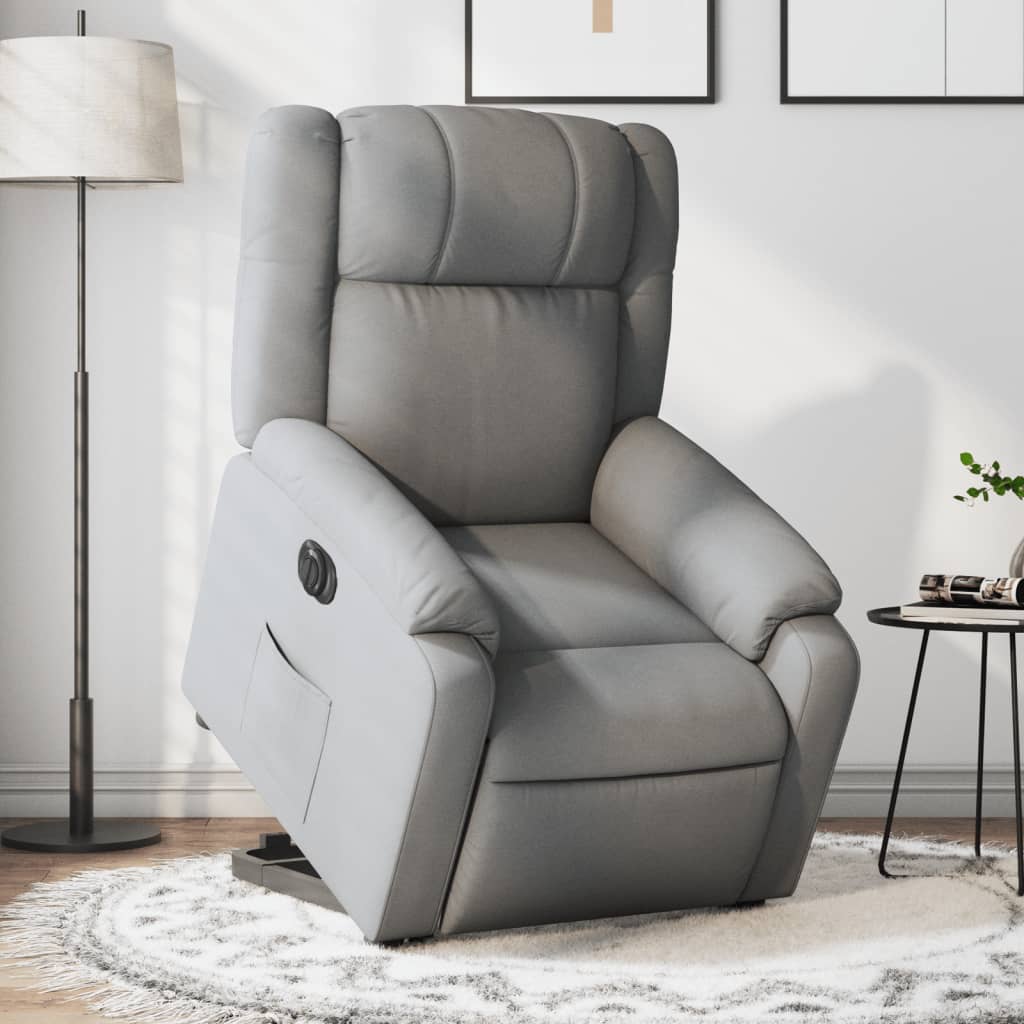 Fauteuil inclinable électrique gris clair tissu - XIOS