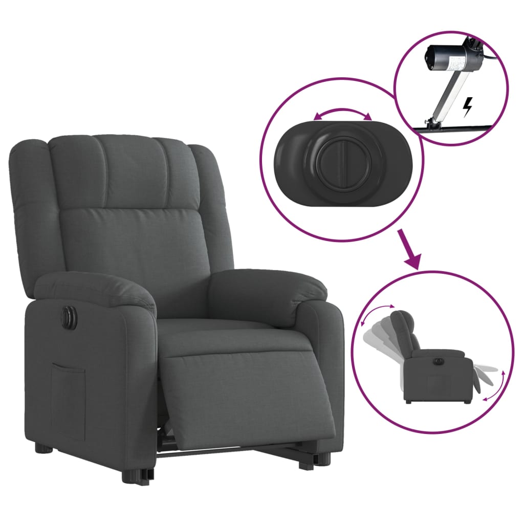 Fauteuil inclinable électrique gris foncé tissu - XIOS