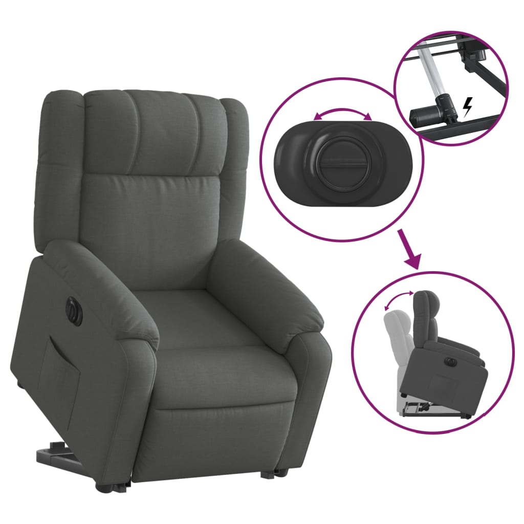 Fauteuil inclinable électrique gris foncé tissu - XIOS