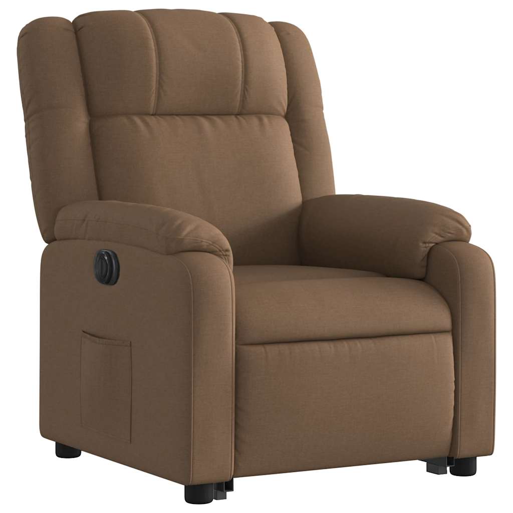Fauteuil inclinable électrique marron tissu - XIOS