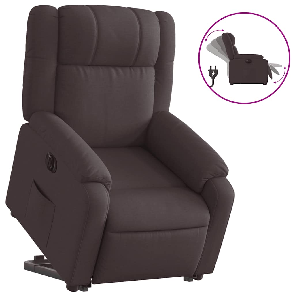 Fauteuil inclinable électrique marron foncé tissu - XIOS