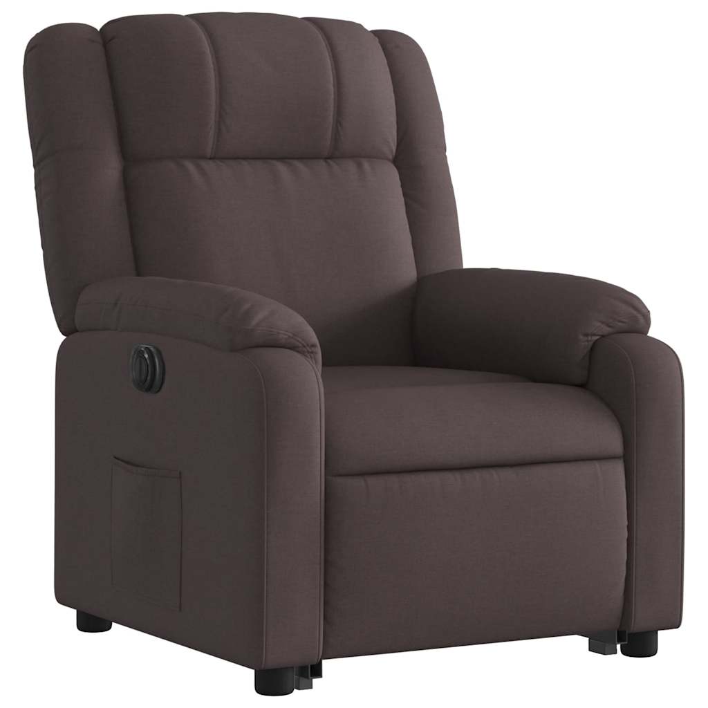 Fauteuil inclinable électrique marron foncé tissu - XIOS