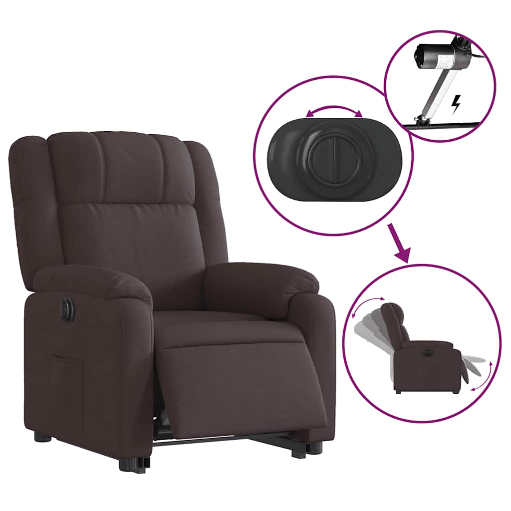 Fauteuil inclinable électrique marron foncé tissu - XIOS
