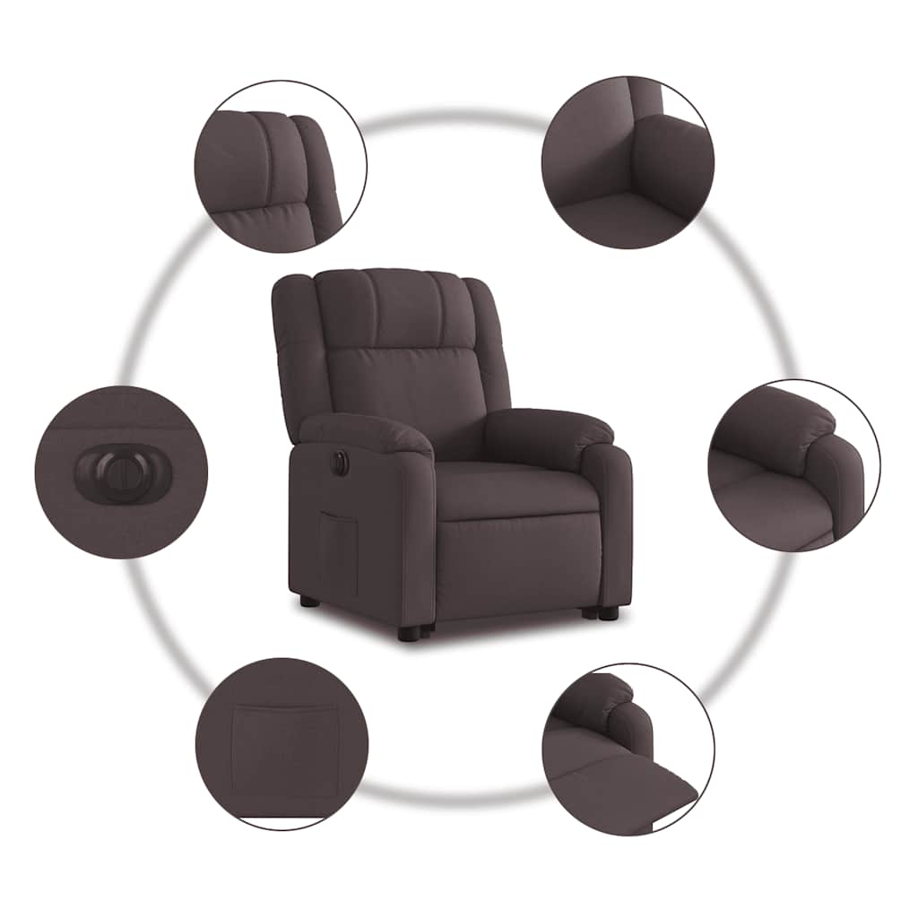 Fauteuil inclinable électrique marron foncé tissu - XIOS