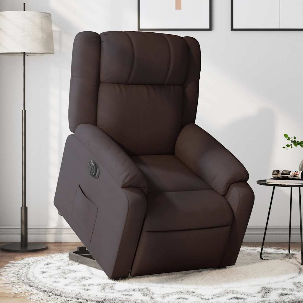 Fauteuil inclinable électrique marron foncé tissu - XIOS