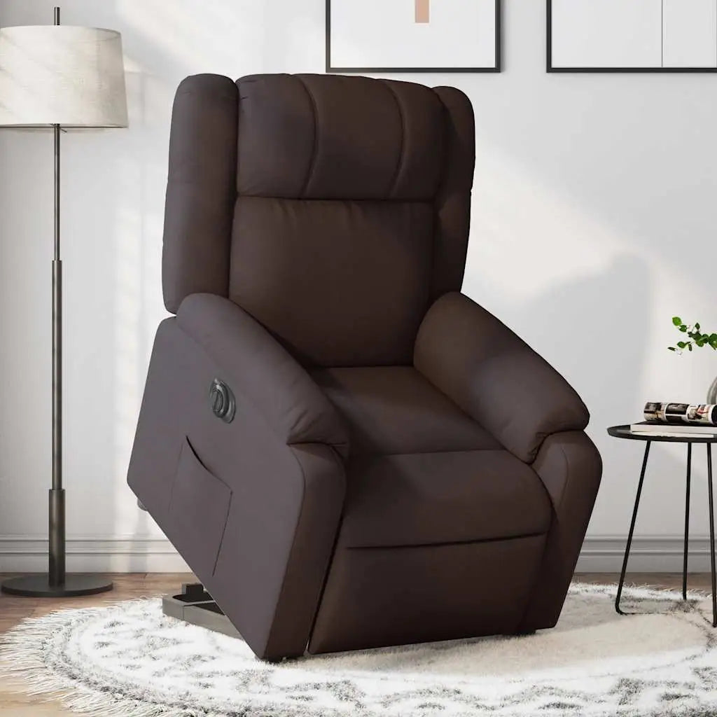 Fauteuil inclinable électrique marron foncé tissu - XIOS
