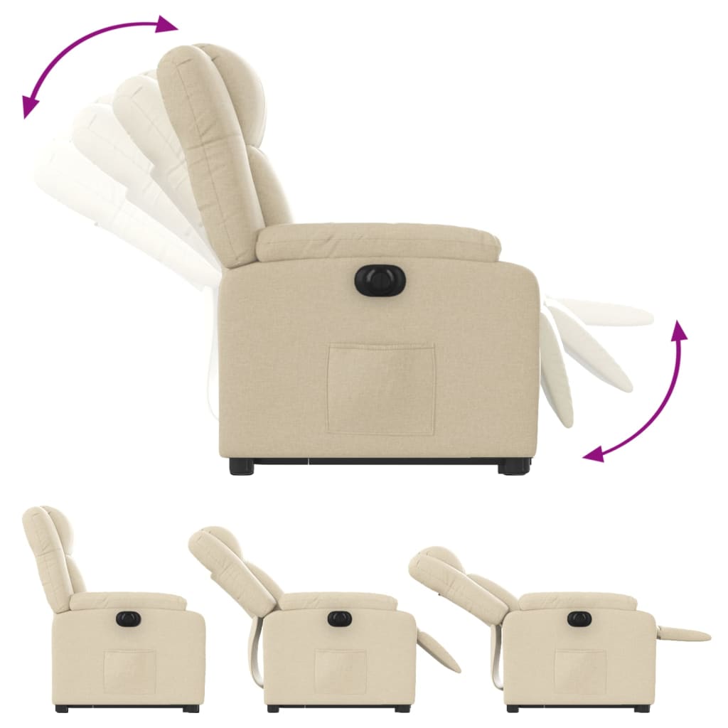 Fauteuil inclinable électrique crème tissu - XIOS
