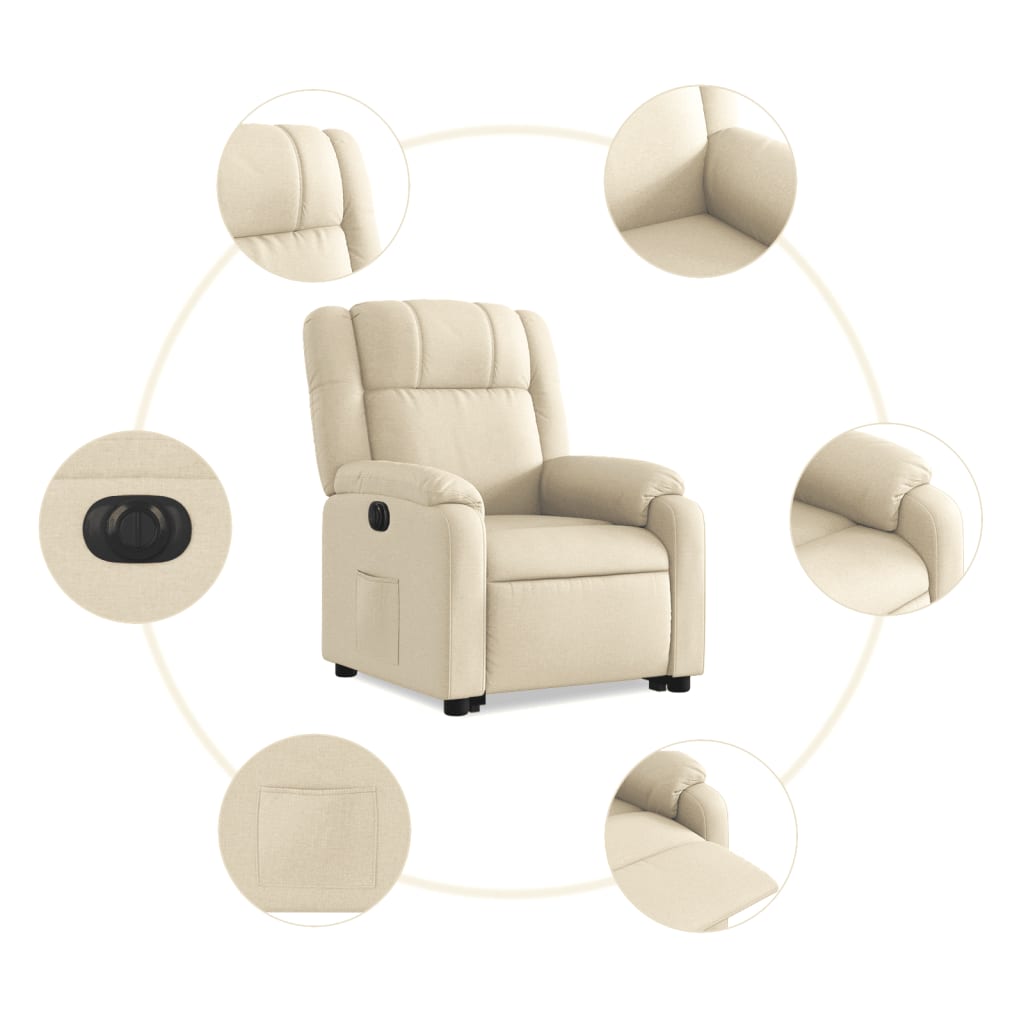 Fauteuil inclinable électrique crème tissu - XIOS