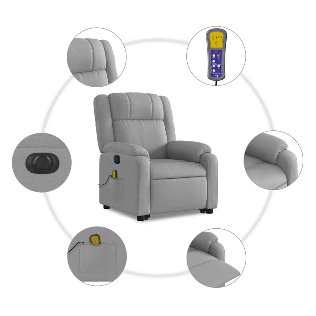 Fauteuil inclinable de massage électrique Gris clair Tissu - XIOS