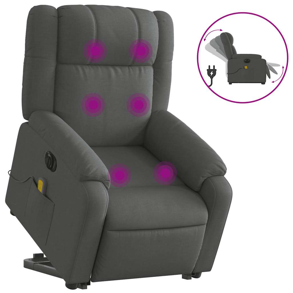 Fauteuil inclinable de massage électrique Gris foncé Tissu - XIOS