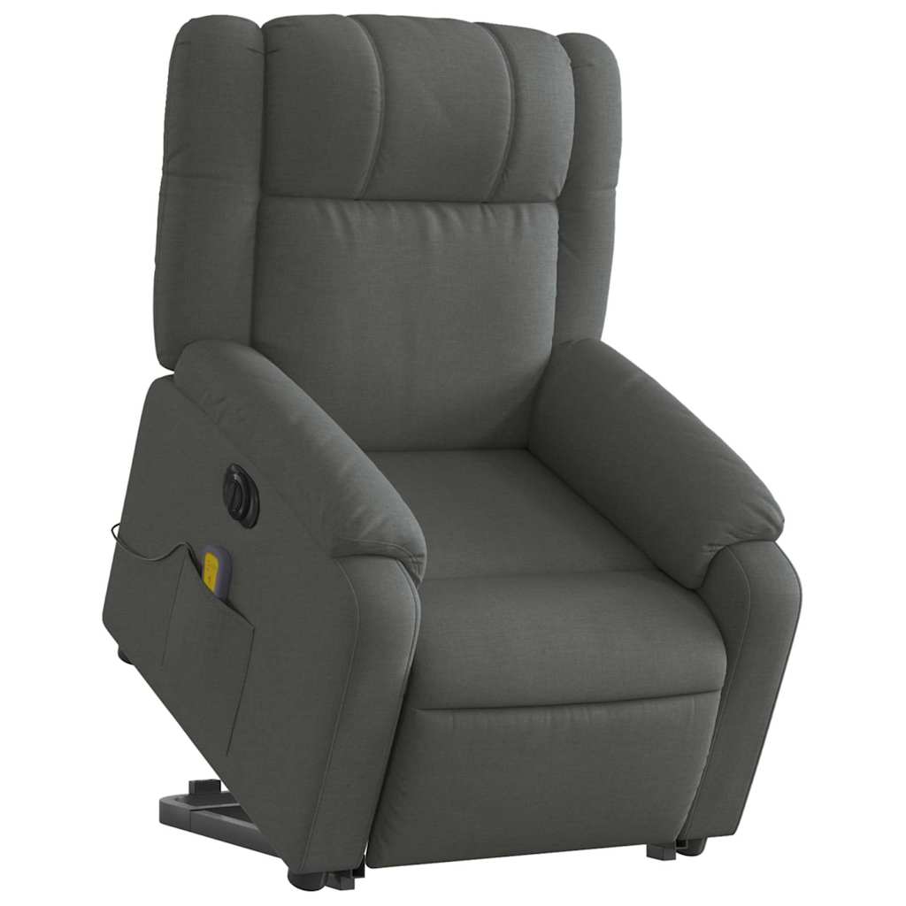 Fauteuil inclinable de massage électrique Gris foncé Tissu