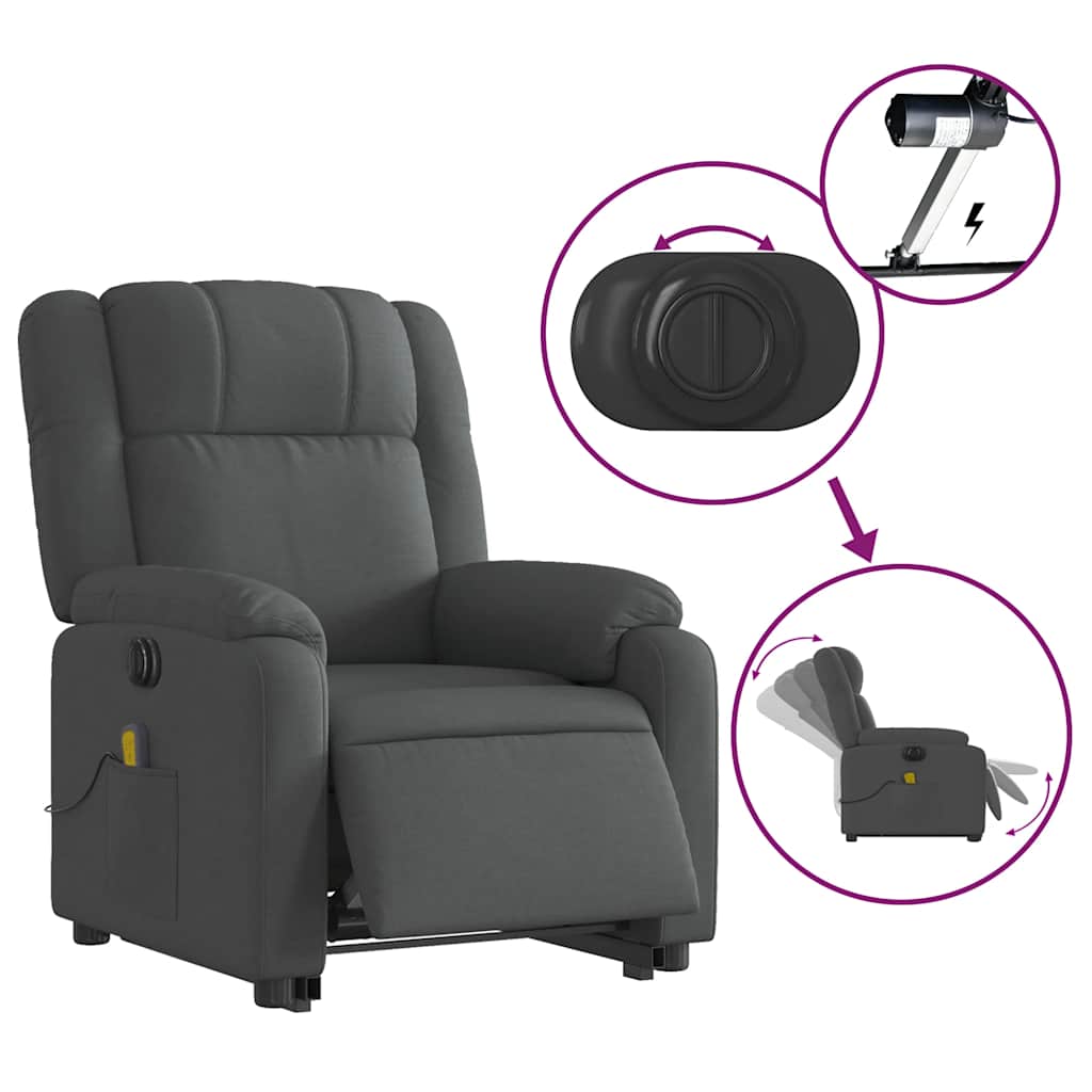 Fauteuil inclinable de massage électrique Gris foncé Tissu - XIOS