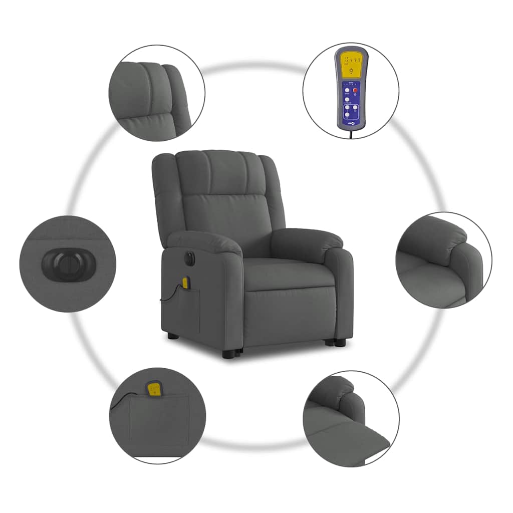 Fauteuil inclinable de massage électrique Gris foncé Tissu - XIOS