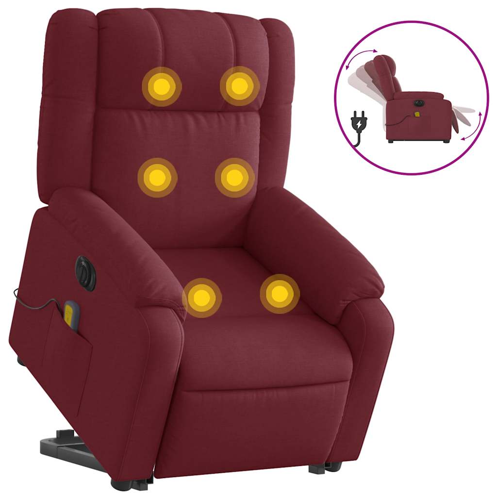 Fauteuil inclinable de massage électrique Rouge bordeaux Tissu - XIOS