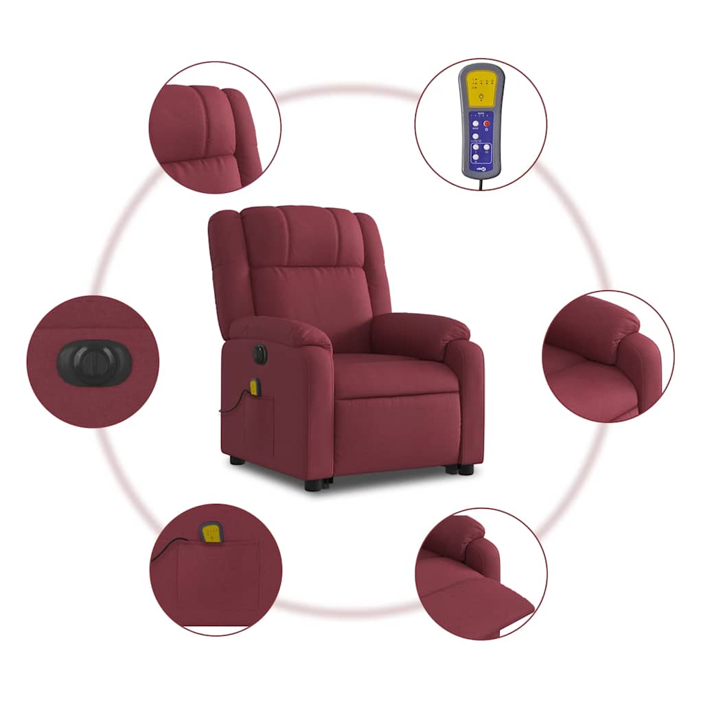 Fauteuil inclinable de massage électrique Rouge bordeaux Tissu - XIOS