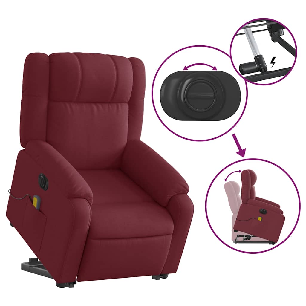 Fauteuil inclinable de massage électrique Rouge bordeaux Tissu - XIOS