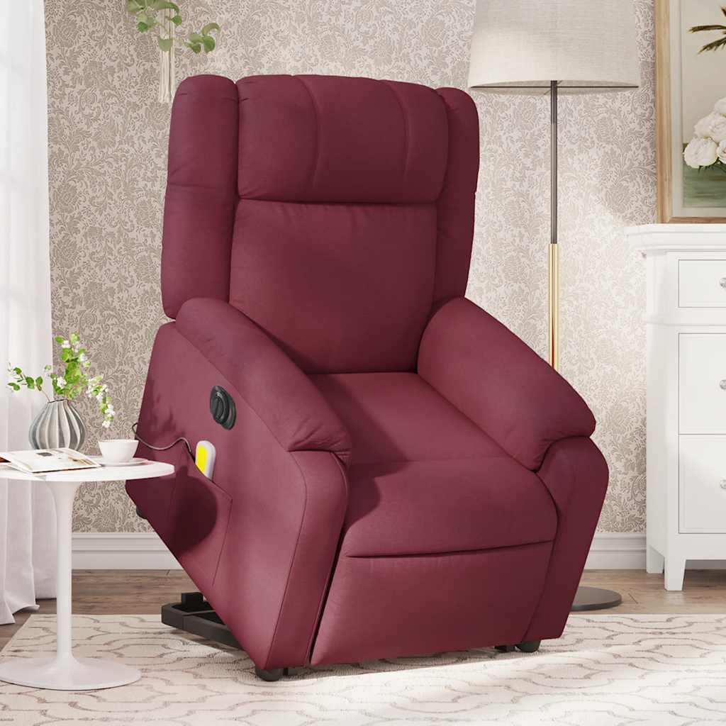 Fauteuil inclinable de massage électrique Rouge bordeaux Tissu