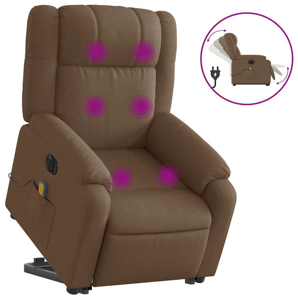 Fauteuil inclinable de massage électrique Marron Tissu