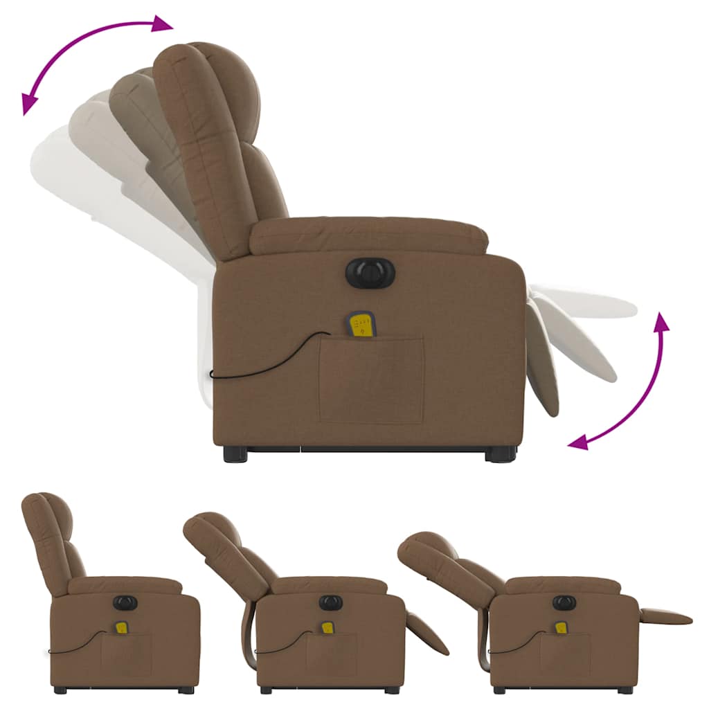 Fauteuil inclinable de massage électrique Marron Tissu