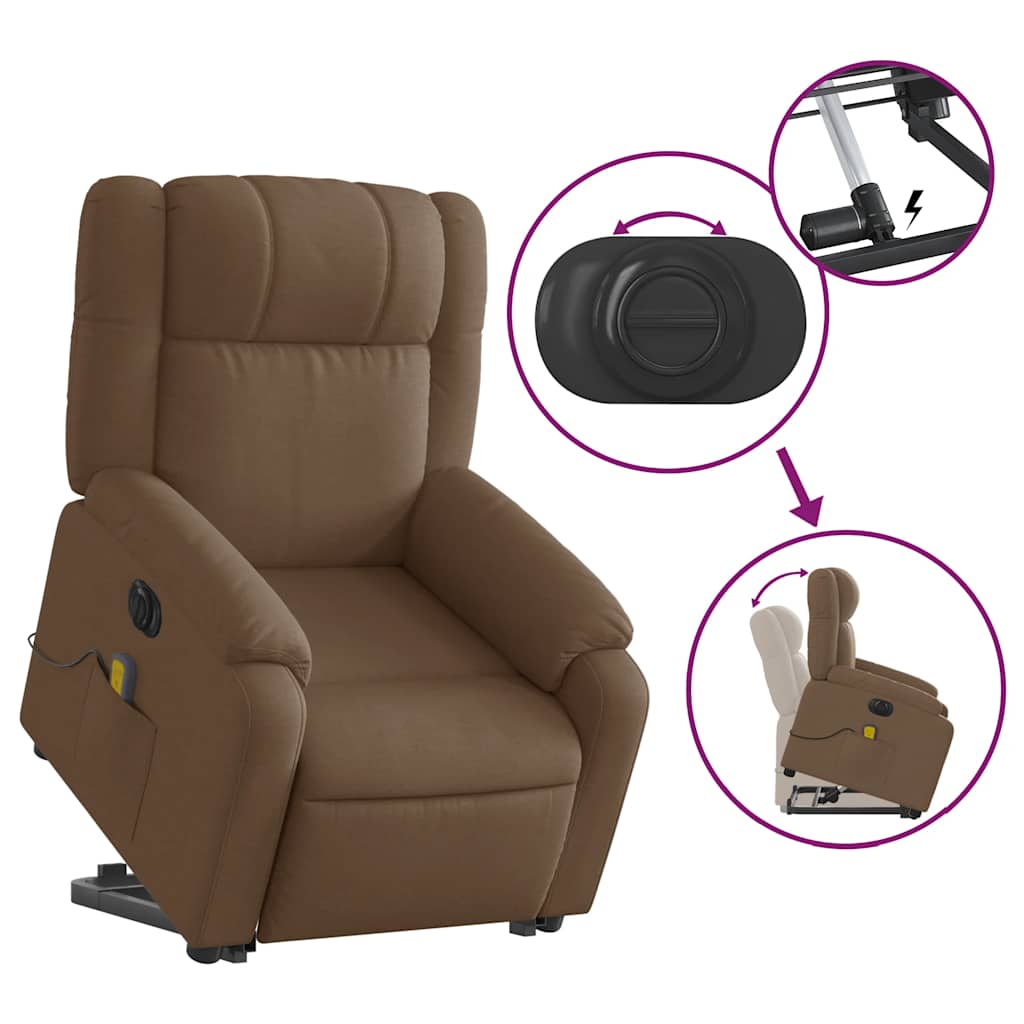 Fauteuil inclinable de massage électrique Marron Tissu