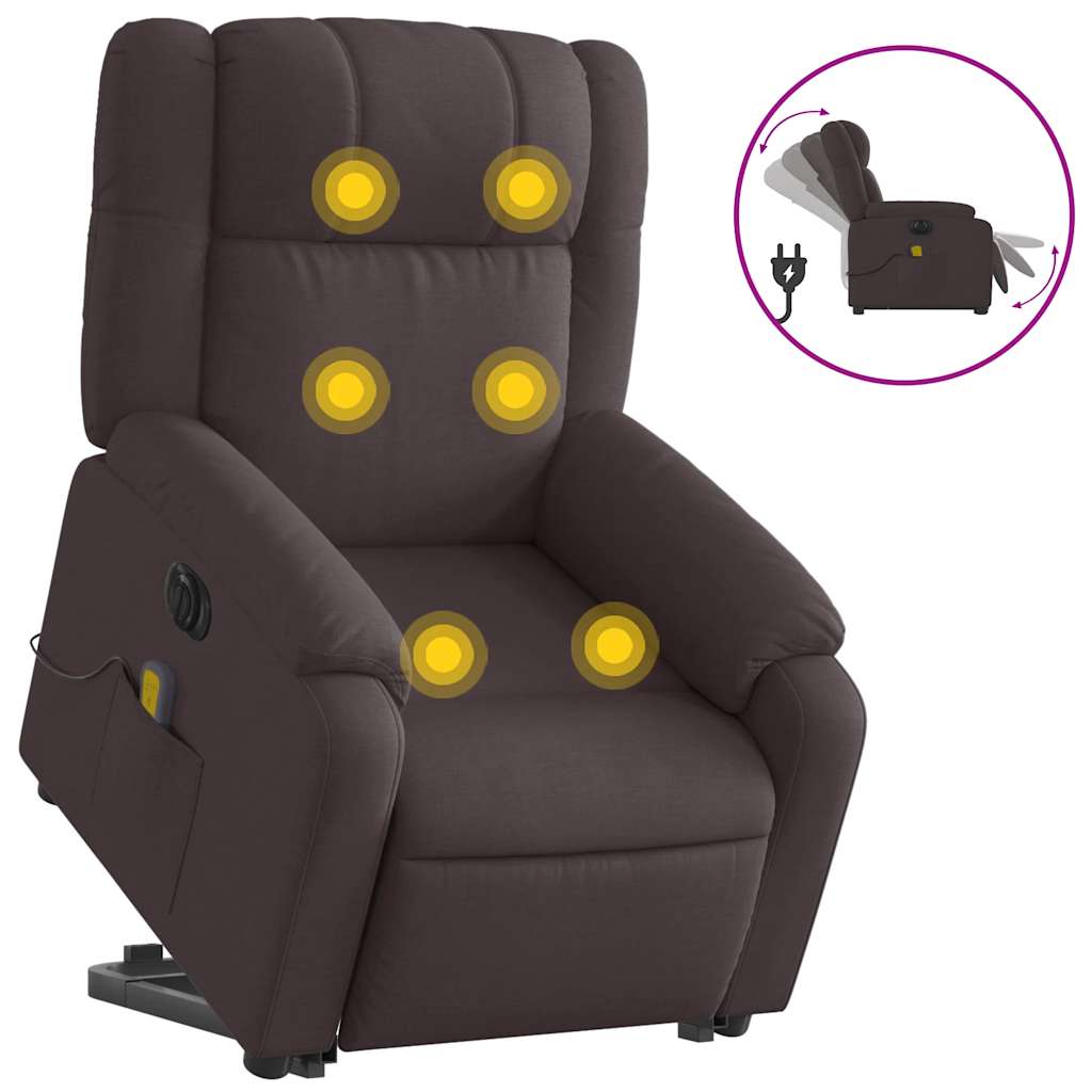 Fauteuil inclinable de massage électrique Marron foncé Tissu - XIOS