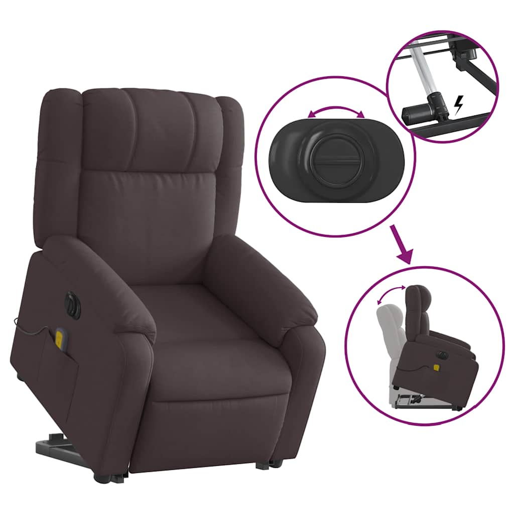 Fauteuil inclinable de massage électrique Marron foncé Tissu - XIOS