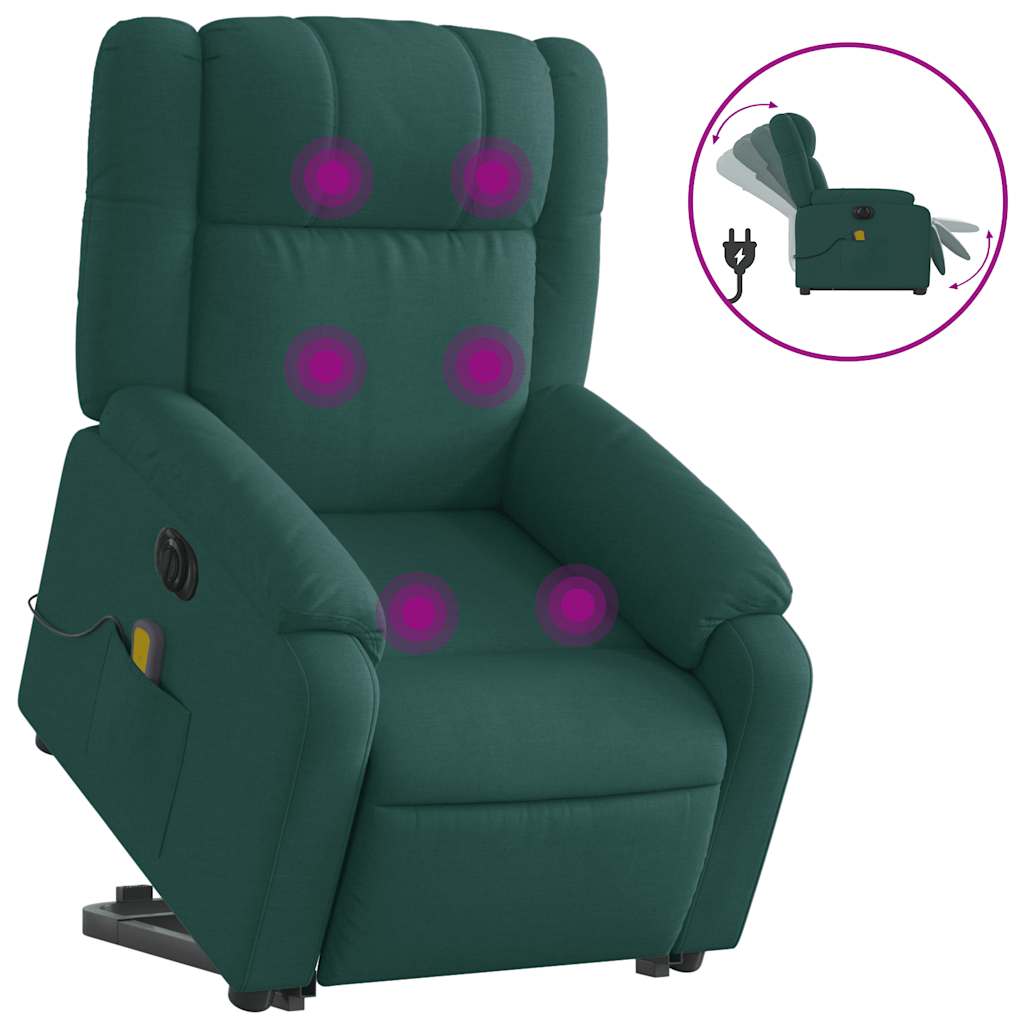 Fauteuil inclinable de massage électrique Vert foncé Tissu - XIOS