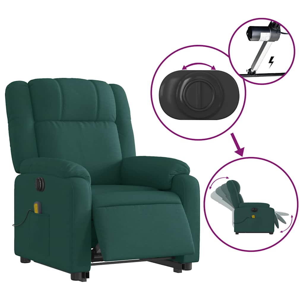 Fauteuil inclinable de massage électrique Vert foncé Tissu - XIOS