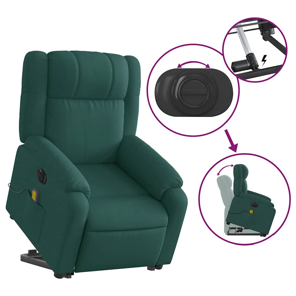 Fauteuil inclinable de massage électrique Vert foncé Tissu - XIOS