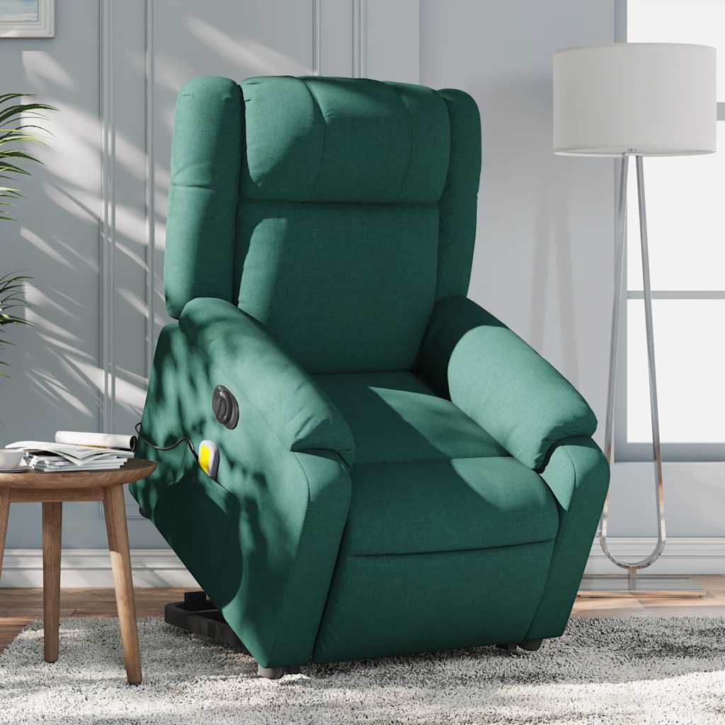 Fauteuil inclinable de massage électrique Vert foncé Tissu - XIOS
