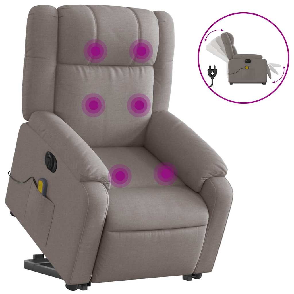 Fauteuil inclinable de massage électrique Taupe Tissu - XIOS