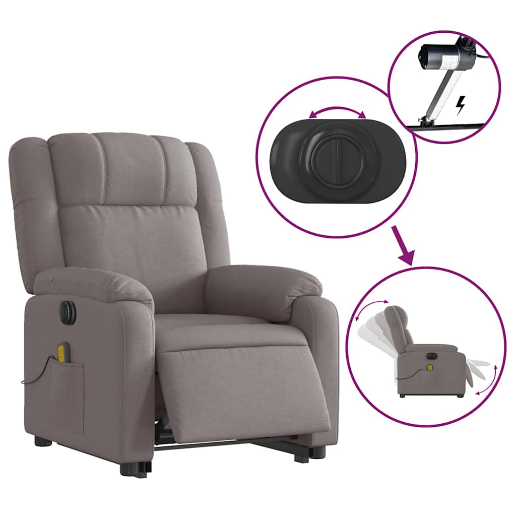 Fauteuil inclinable de massage électrique Taupe Tissu - XIOS