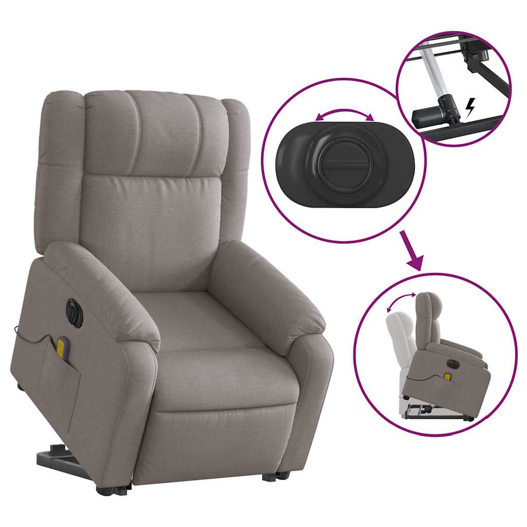 Fauteuil inclinable de massage électrique Taupe Tissu - XIOS